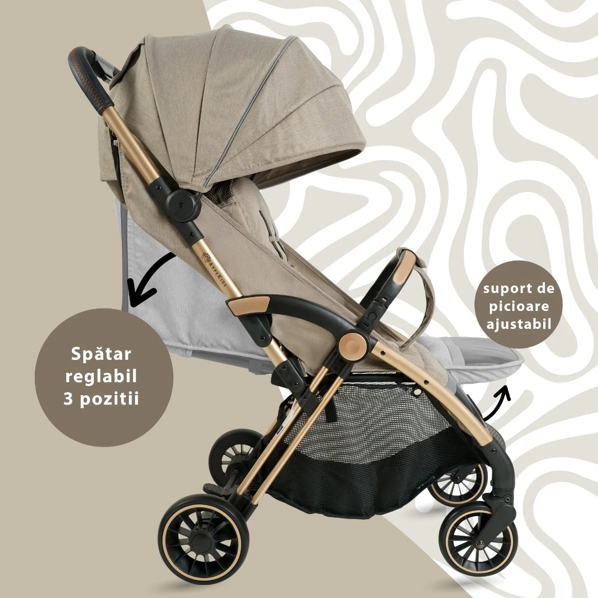 AppeKids carucior sport ultracompact Upp 0m+ Bubble Beige