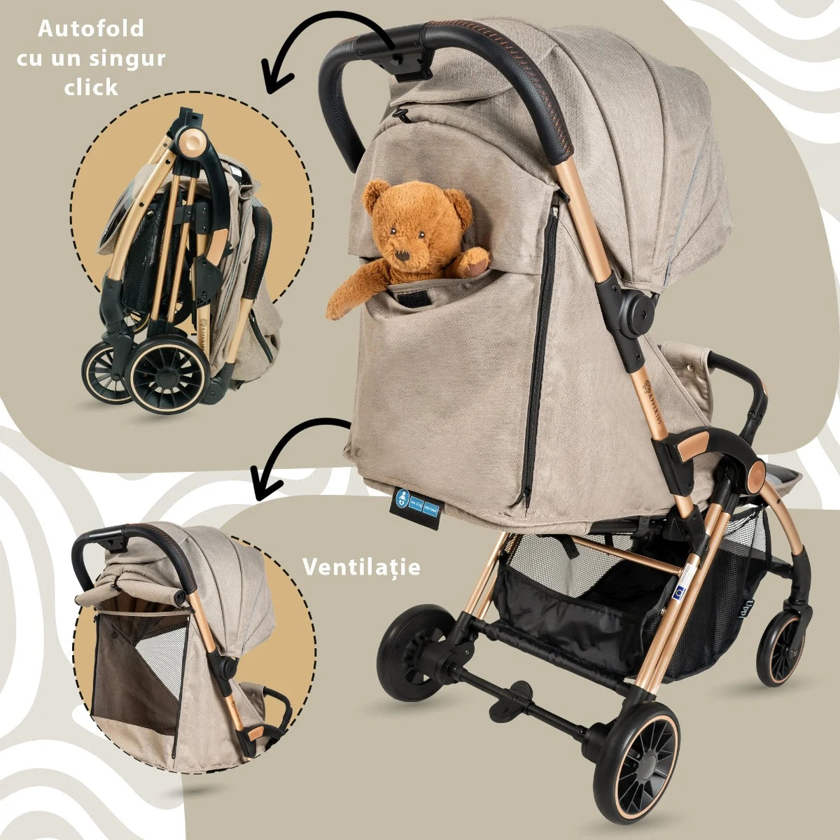 AppeKids carucior sport ultracompact Upp 0m+ Bubble Beige
