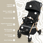 AppeKids carucior sport ultracompact Upp 0m+ Jet Black