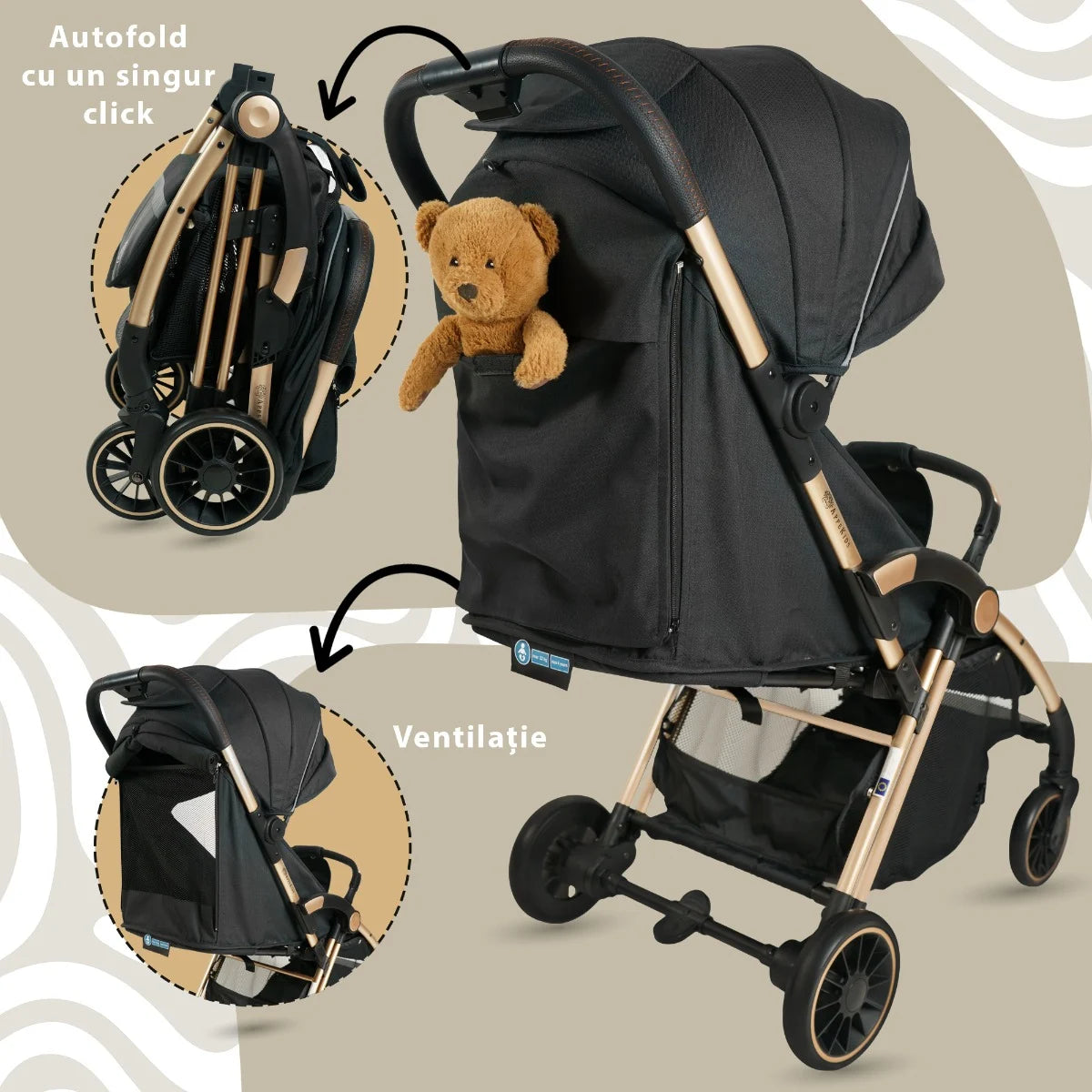 AppeKids carucior sport ultracompact Upp 0m+ Jet Black