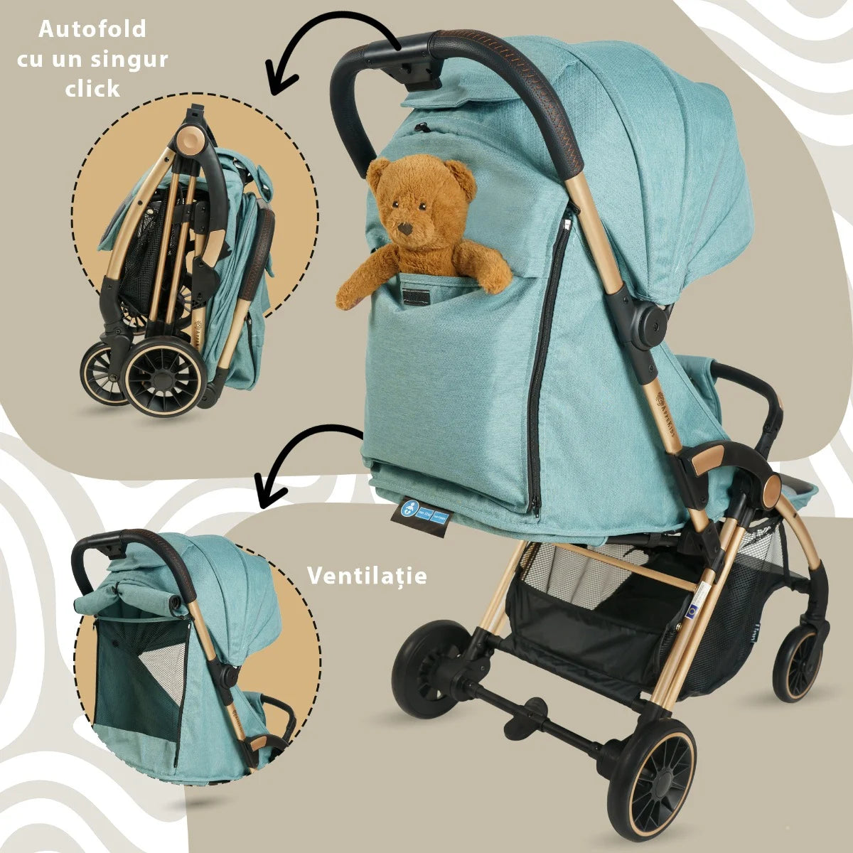 AppeKids carucior sport ultracompact Upp 0m+ River Green