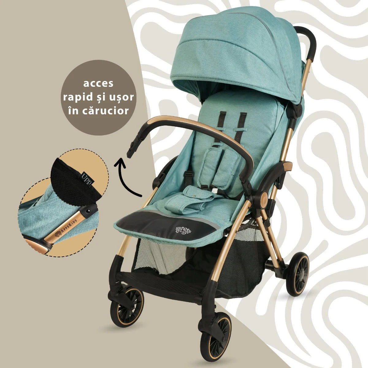 AppeKids carucior sport ultracompact Upp 0m+ River Green