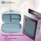 AppeKids caserola compartimentata din silicon cu ventuza Magic Box 6m+ Aqua Blue