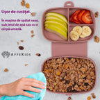 AppeKids caserola compartimentata din silicon cu ventuza Magic Box 6m+ Old Rose