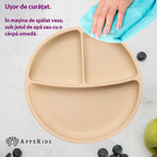 AppeKids farfurie silicon compartimentata cu ventuza 6m+ Bubble Beige