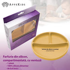 AppeKids farfurie silicon compartimentata cu ventuza 6m+ Honey