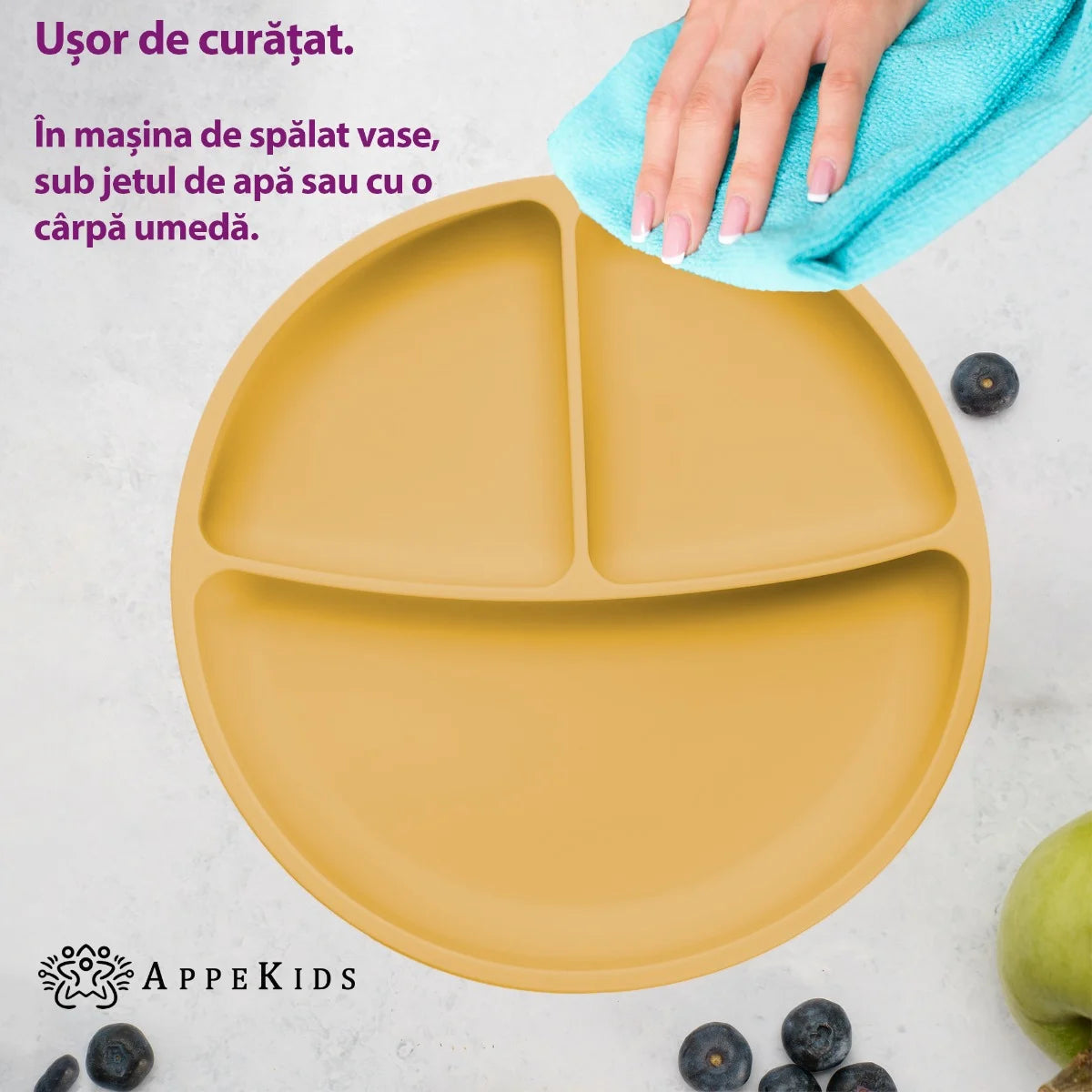 AppeKids farfurie silicon compartimentata cu ventuza 6m+ Honey