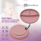 AppeKids farfurie silicon compartimentata cu ventuza 6m+ Old Rose