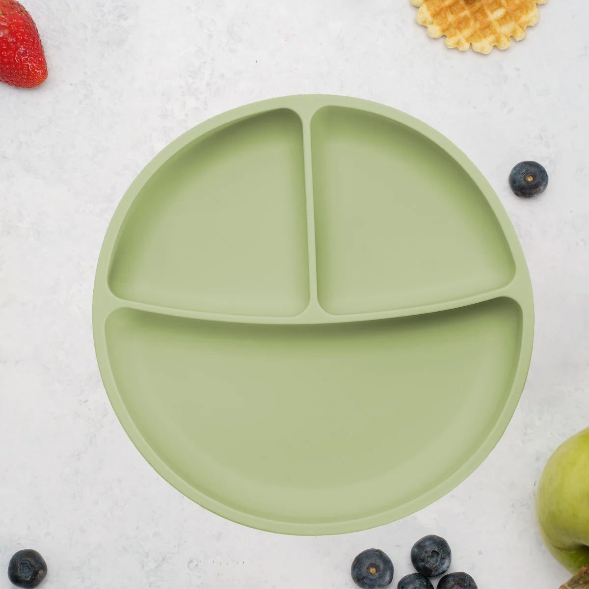 AppeKids farfurie silicon compartimentata cu ventuza 6m+ Raw Green