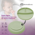 AppeKids farfurie silicon compartimentata cu ventuza 6m+ Raw Green