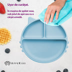 AppeKids farfurie silicon cu ventuza Kitty I pentru 6m+ Aqua Blue