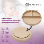 AppeKids farfurie silicon cu ventuza Kitty I pentru 6m+ Bubble Beige
