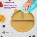AppeKids farfurie silicon cu ventuza Kitty I pentru 6m+ Honey