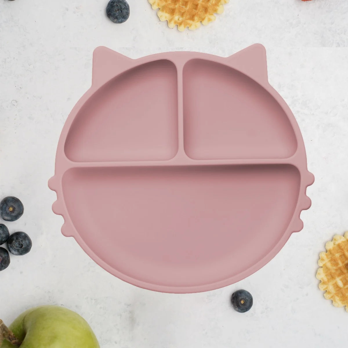 AppeKids farfurie silicon cu ventuza Kitty I pentru 6m+ Old Rose