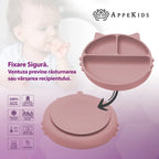 AppeKids farfurie silicon cu ventuza Kitty I pentru 6m+ Old Rose