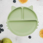 AppeKids farfurie silicon cu ventuza Kitty I pentru 6m+ Raw Green
