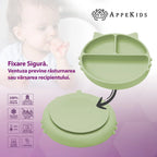 AppeKids farfurie silicon cu ventuza Kitty I pentru 6m+ Raw Green