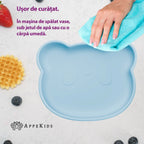 AppeKids farfurie silicon cu ventuza Little Bear 6m+ Aqua Blue