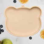 AppeKids farfurie silicon cu ventuza Little Bear 6m+ Bubble Beige