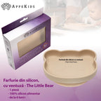 AppeKids farfurie silicon cu ventuza Little Bear 6m+ Bubble Beige