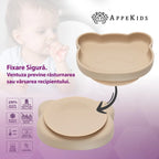AppeKids farfurie silicon cu ventuza Little Bear 6m+ Bubble Beige
