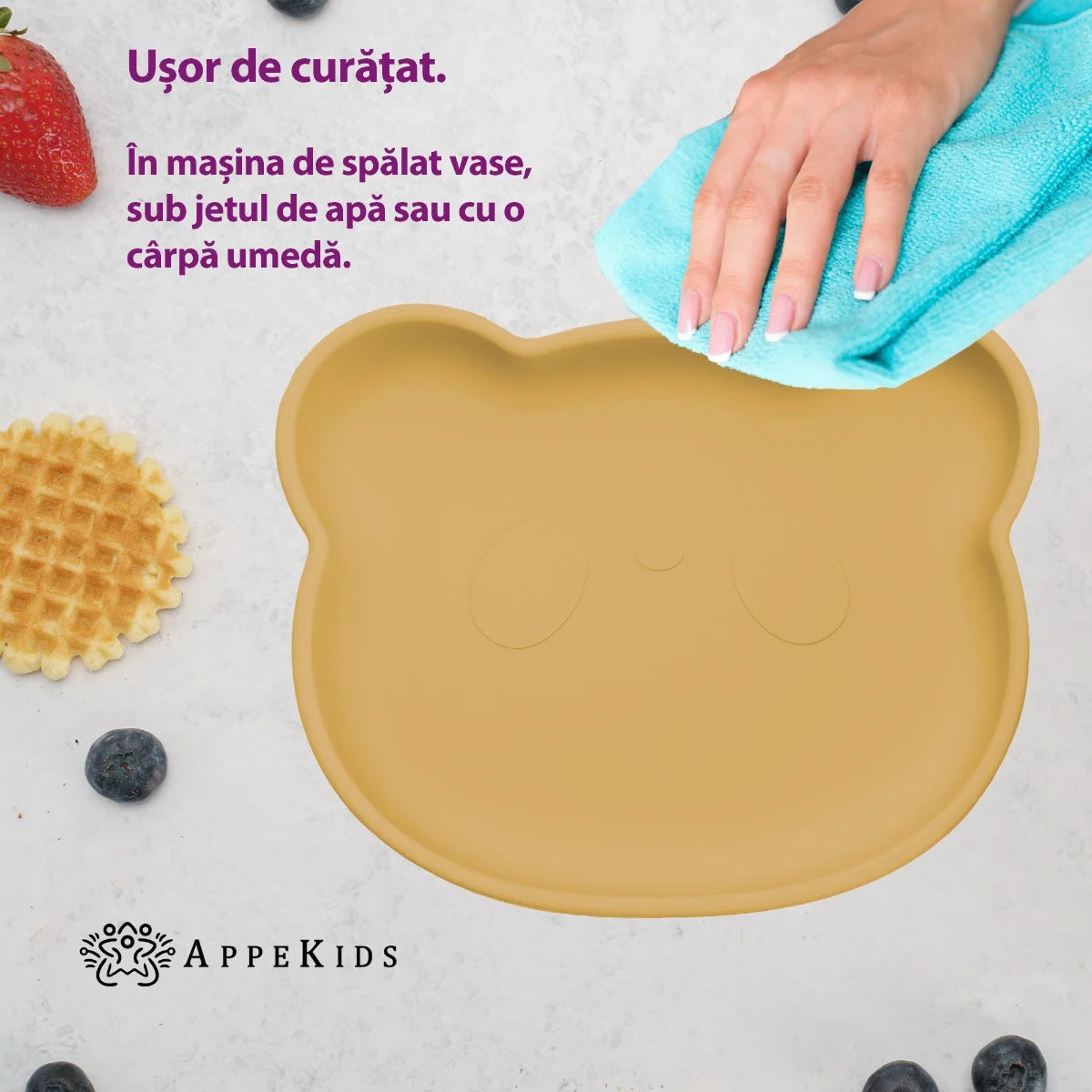 AppeKids farfurie silicon cu ventuza Little Bear 6m+ Honey