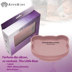 AppeKids farfurie silicon cu ventuza Little Bear 6m+ Old Rose