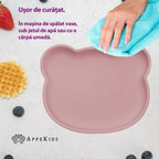 AppeKids farfurie silicon cu ventuza Little Bear 6m+ Old Rose
