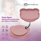 AppeKids farfurie silicon cu ventuza Little Bear 6m+ Old Rose