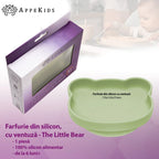 AppeKids farfurie silicon cu ventuza Little Bear 6m+ Raw Green