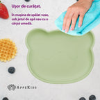 AppeKids farfurie silicon cu ventuza Little Bear 6m+ Raw Green