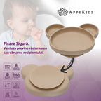AppeKids farfurie silicon cu ventuza Panda 6m+ Bubble Beige
