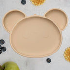 AppeKids farfurie silicon cu ventuza Panda 6m+ Bubble Beige