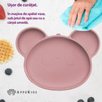 AppeKids farfurie silicon cu ventuza Panda 6m+ Old Rose