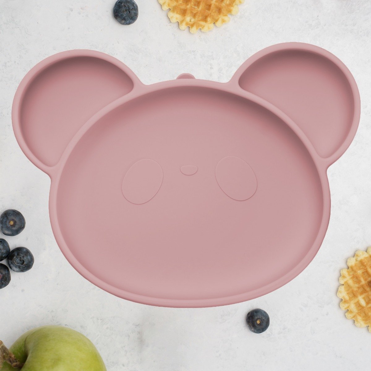 AppeKids farfurie silicon cu ventuza Panda 6m+ Old Rose