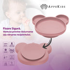 AppeKids farfurie silicon cu ventuza Panda 6m+ Old Rose
