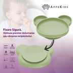 AppeKids farfurie silicon cu ventuza Panda 6m+ Raw Green