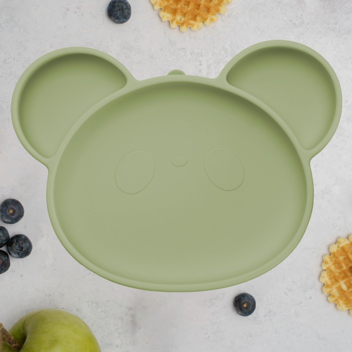AppeKids farfurie silicon cu ventuza Panda 6m+ Raw Green