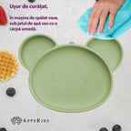 AppeKids farfurie silicon cu ventuza Panda 6m+ Raw Green