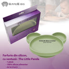 AppeKids farfurie silicon cu ventuza Panda 6m+ Raw Green