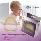 AppeKids jucarie dentitie din silicon Manusa Kitty 3m+ Bubble Beige