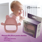 AppeKids jucarie dentitie din silicon Manusa Kitty 3m+ Old Rose
