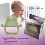 AppeKids jucarie dentitie din silicon Manusa Kitty 3m+ Raw Green