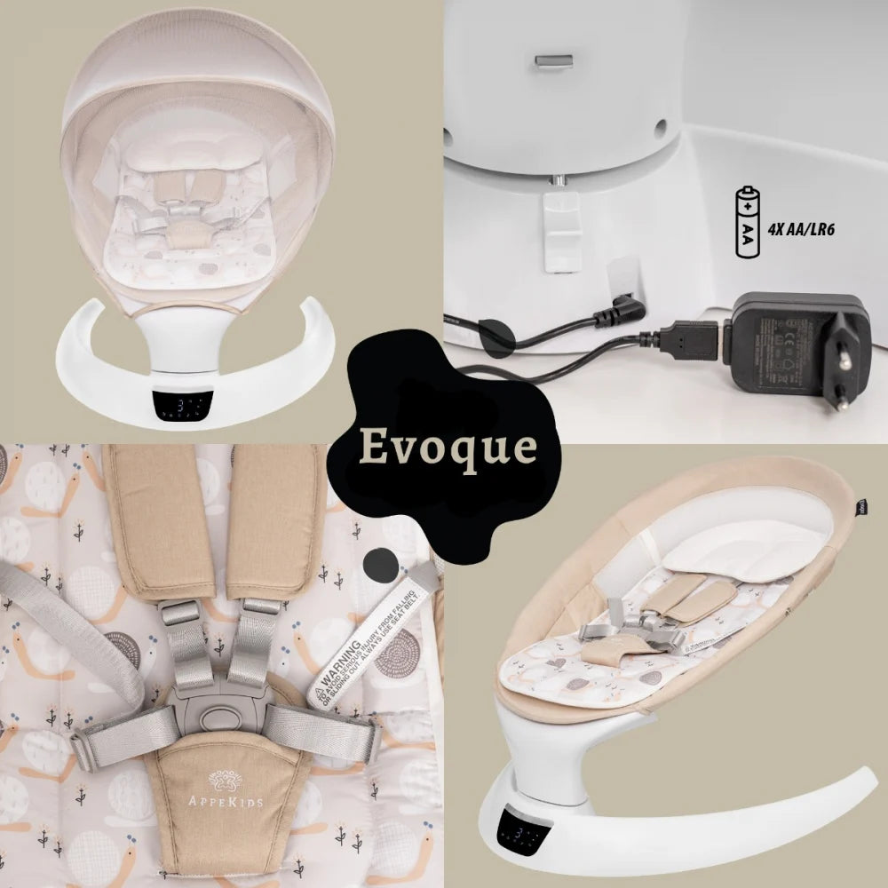 AppeKids leagan electric cu senzor de miscare Evoque 0m+ Bubble Beige