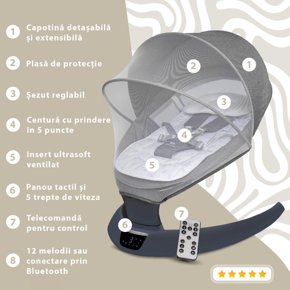 AppeKids leagan electric cu senzor de miscare Evoque 0m+ 
