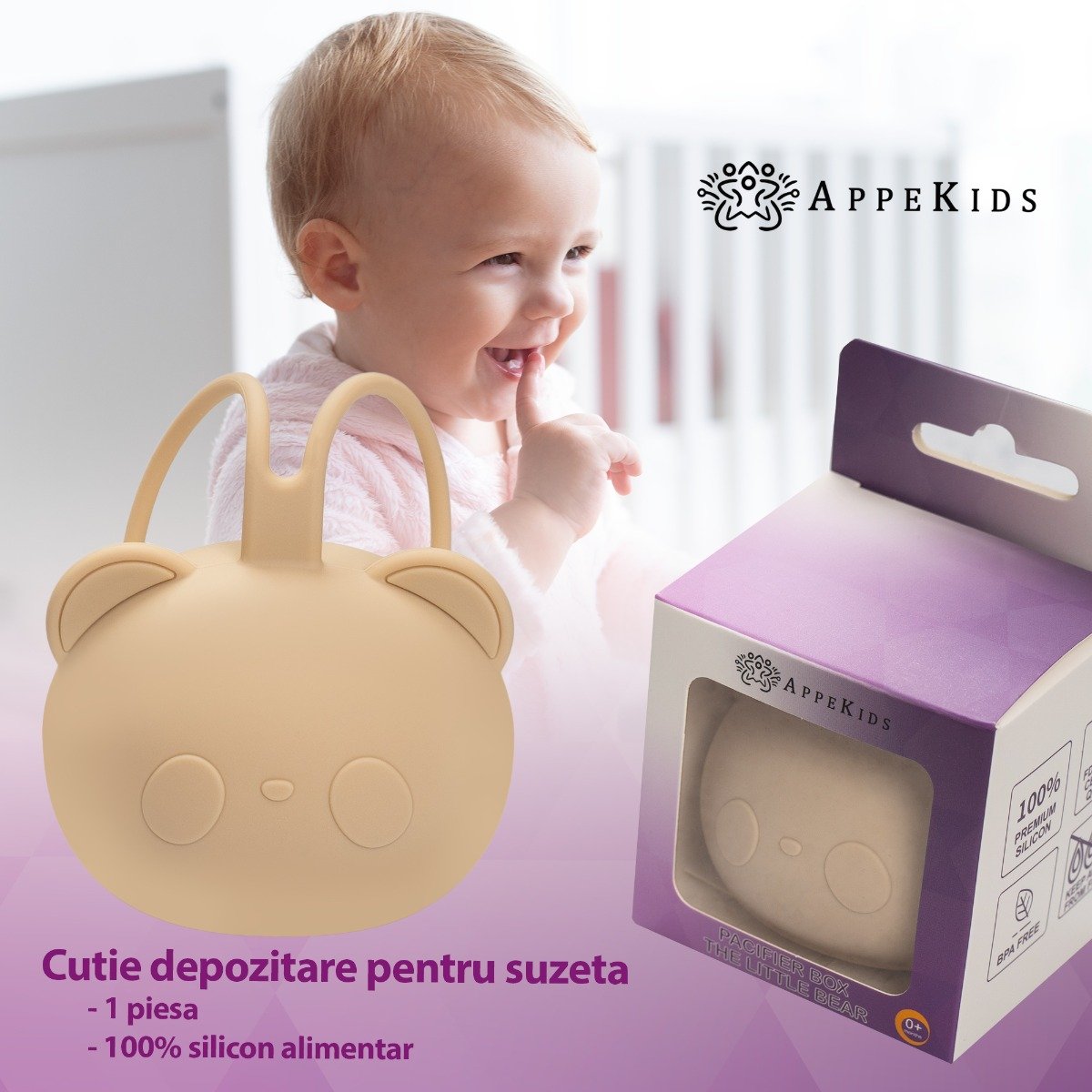 AppeKids port suzeta silicon The Little Bear 0m+ Bubble Beige