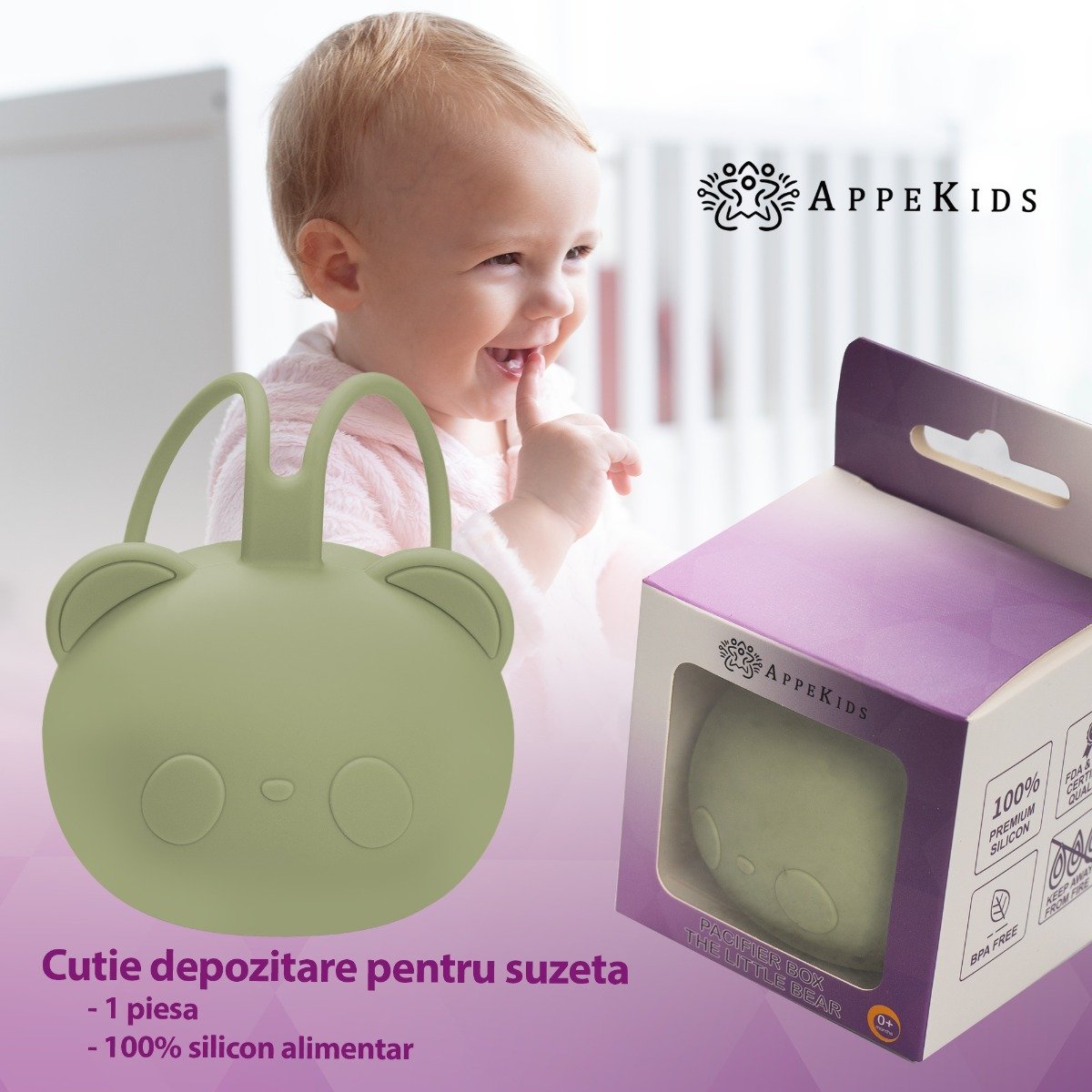 AppeKids port suzeta silicon The Little Bear 0m+ Raw Green