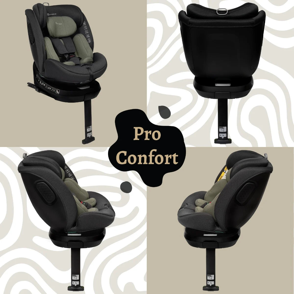 AppeKids scaun auto Pro Confort i-Size Rear Facing 360° 40-150 cm Green