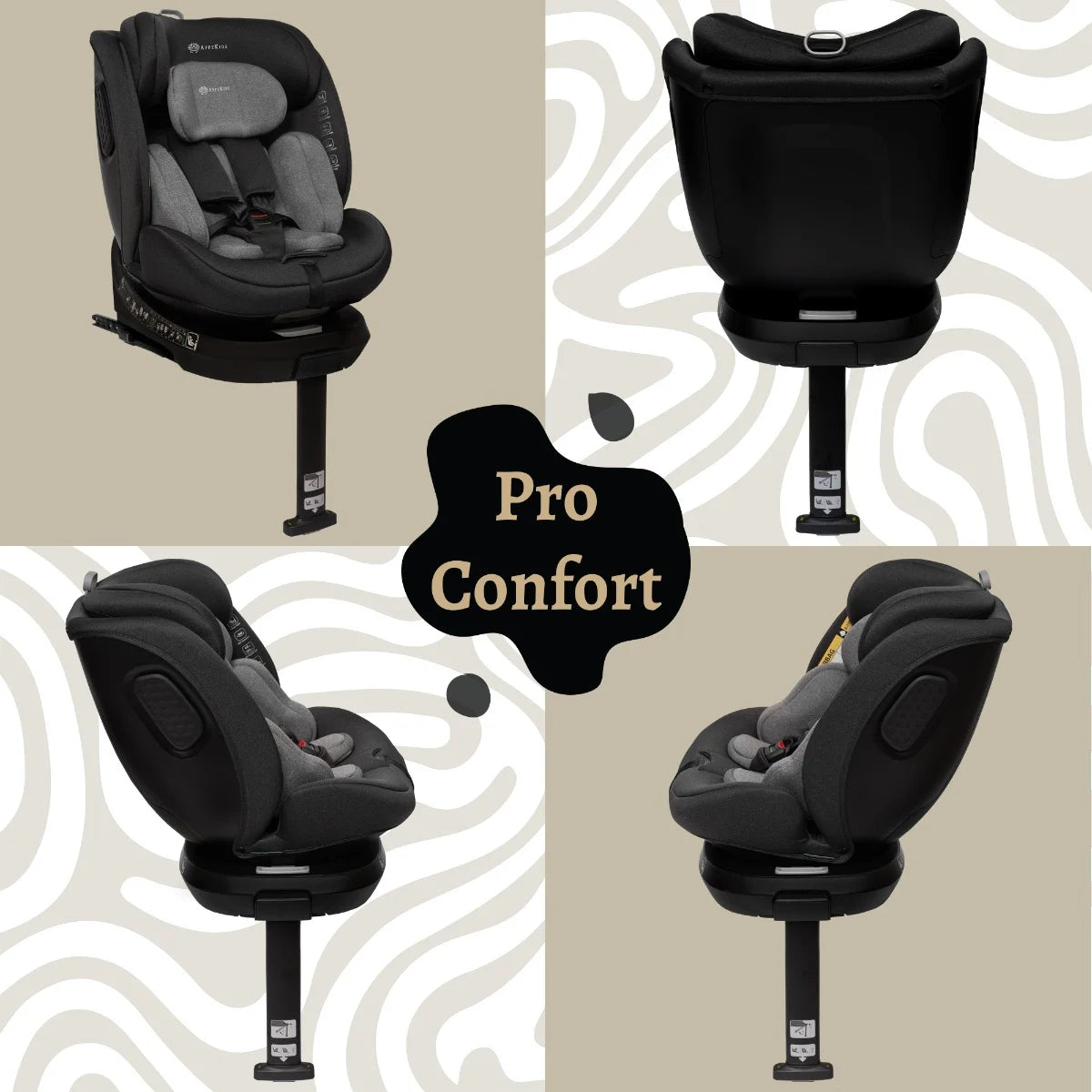 AppeKids scaun auto Pro Confort i-Size Rear Facing 360° 40-150 cm Grey