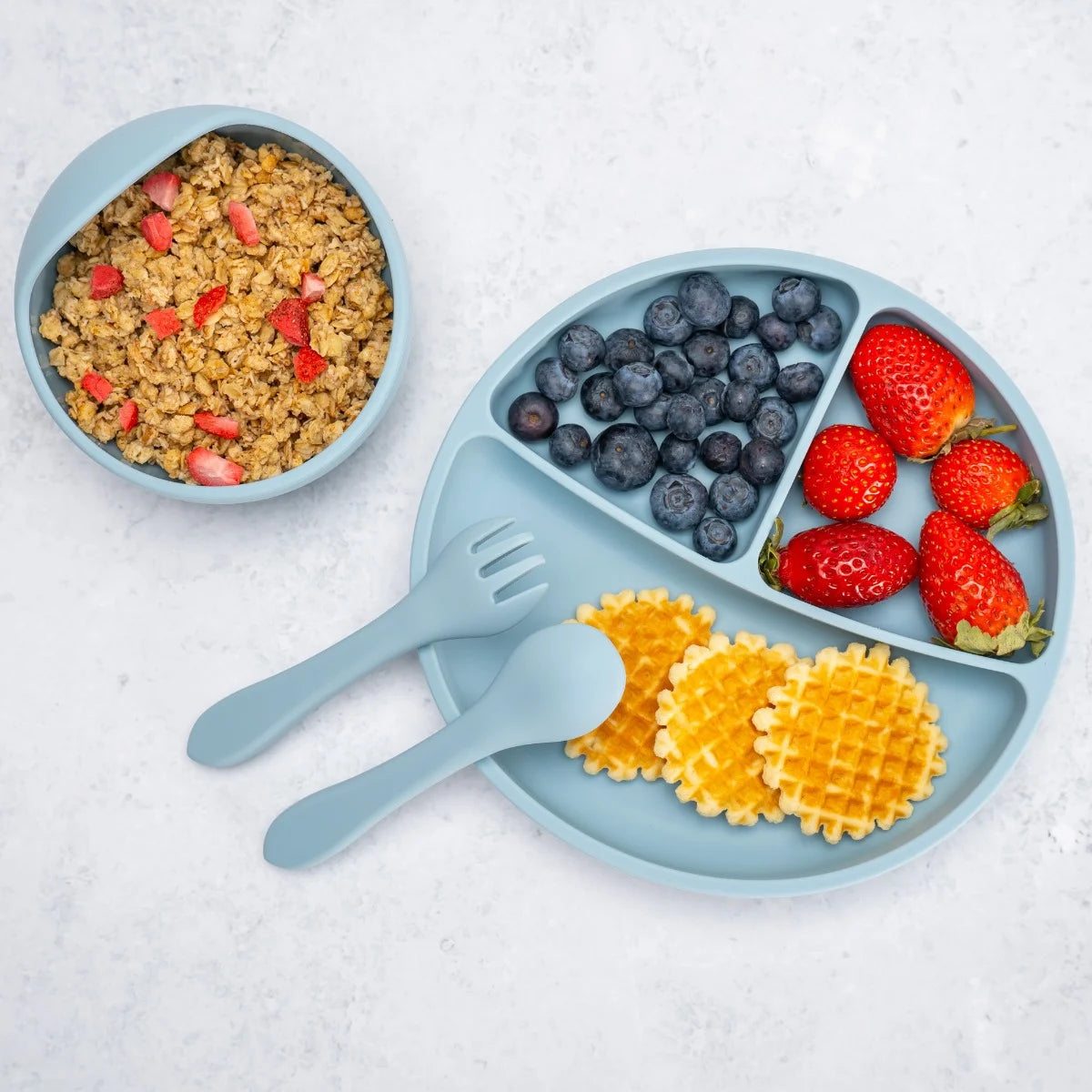 AppeKids set diversificare Basic silicon din 4 piese 6m+ Aqua Blue Imagine principală a produsului